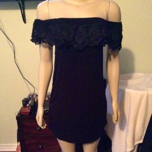 Black off-shoulder mini dress